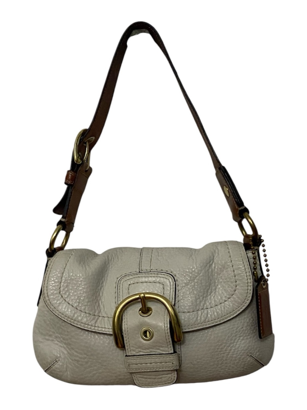 Coach Cream Leather Shoulder Bag with Gold Buckle M0773-11840